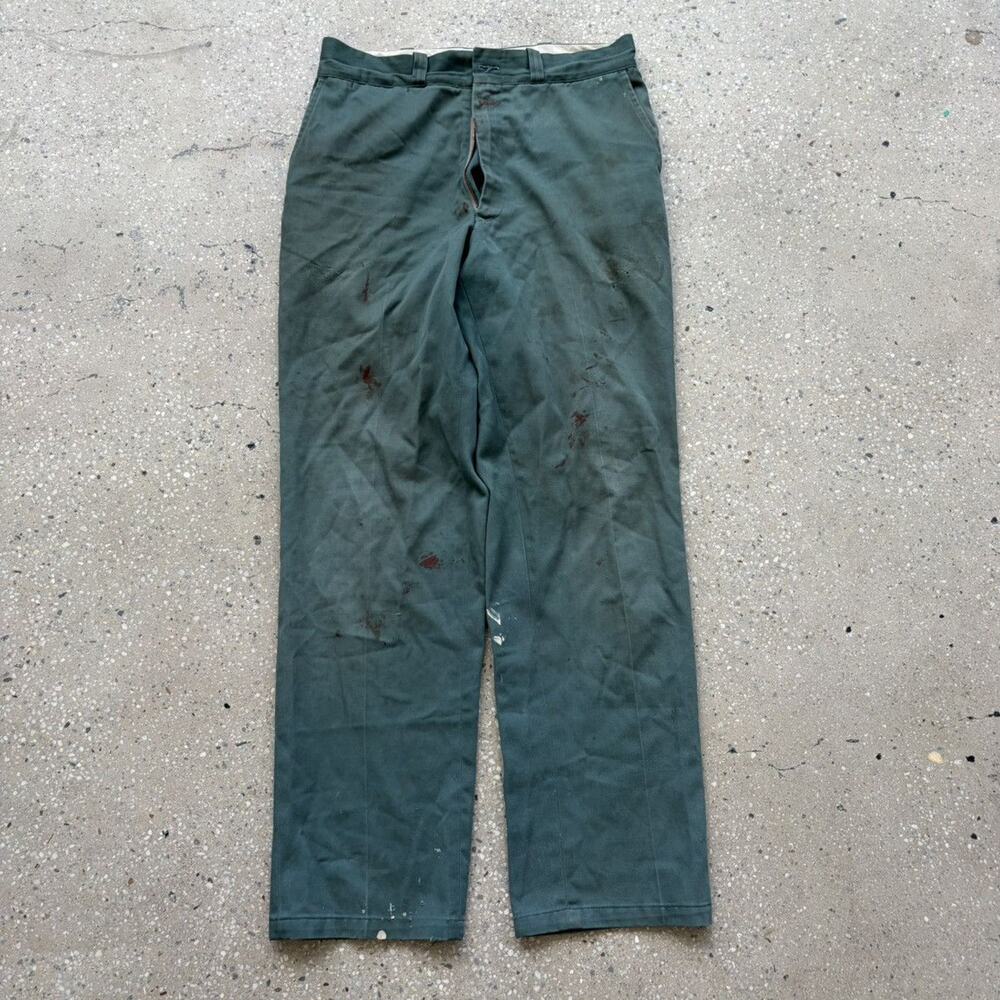 Vintage 60s Big Mac Green Canvas Paint Workwear Chinos 32x31